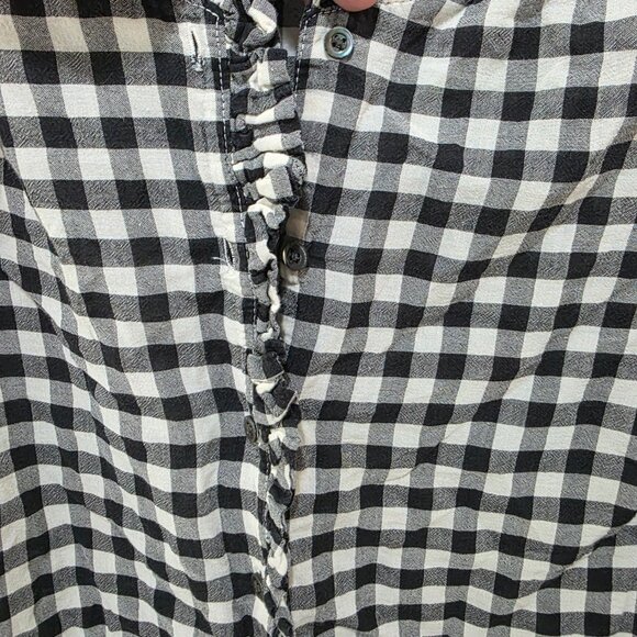 GAP Black White Gingham Button Front Shirt – Women’s Small 100% Cotton - Picture 4 of 9